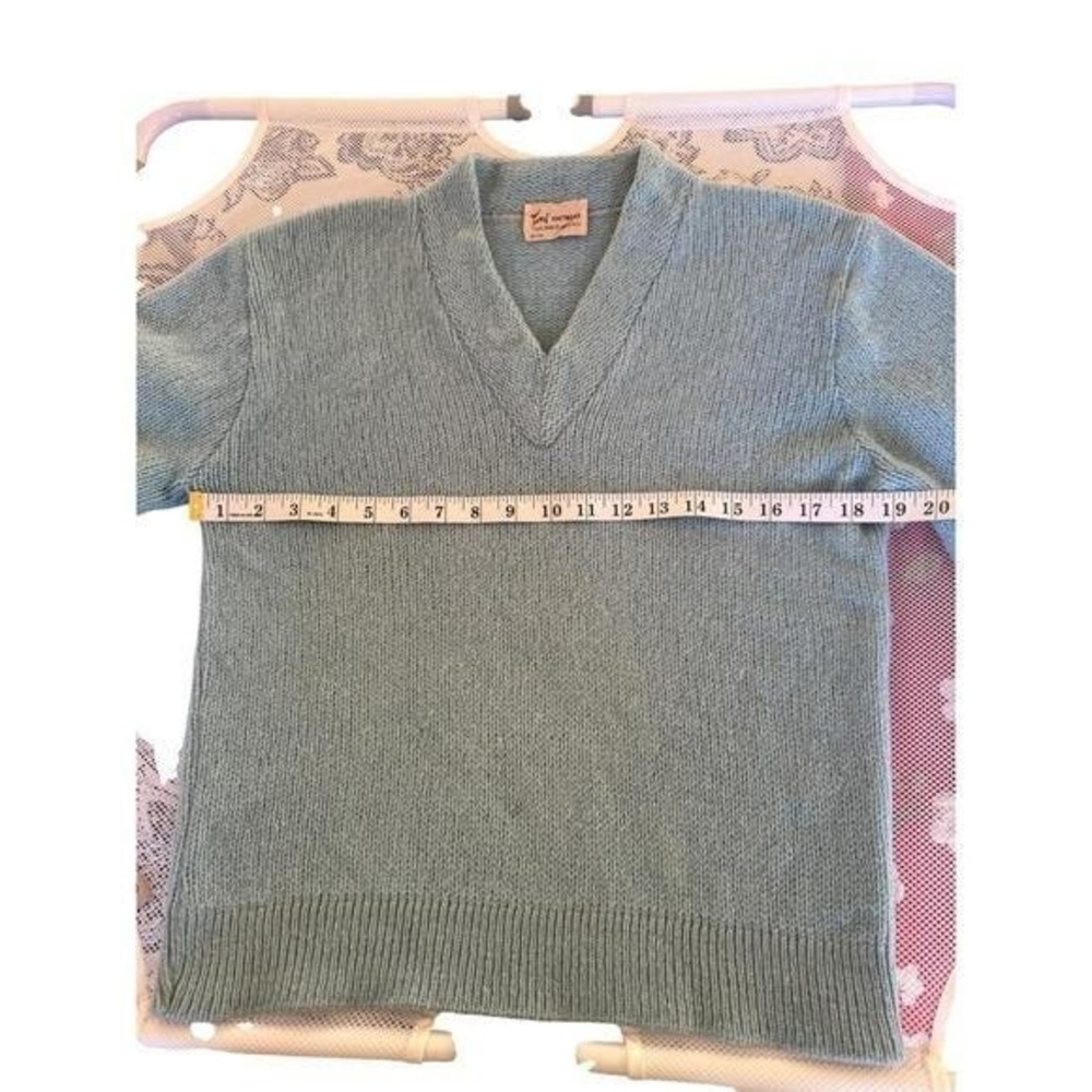 Vintage 1960s Tami 100% Shetland Wool Sweater Marina Blue - Picture 6 of 7